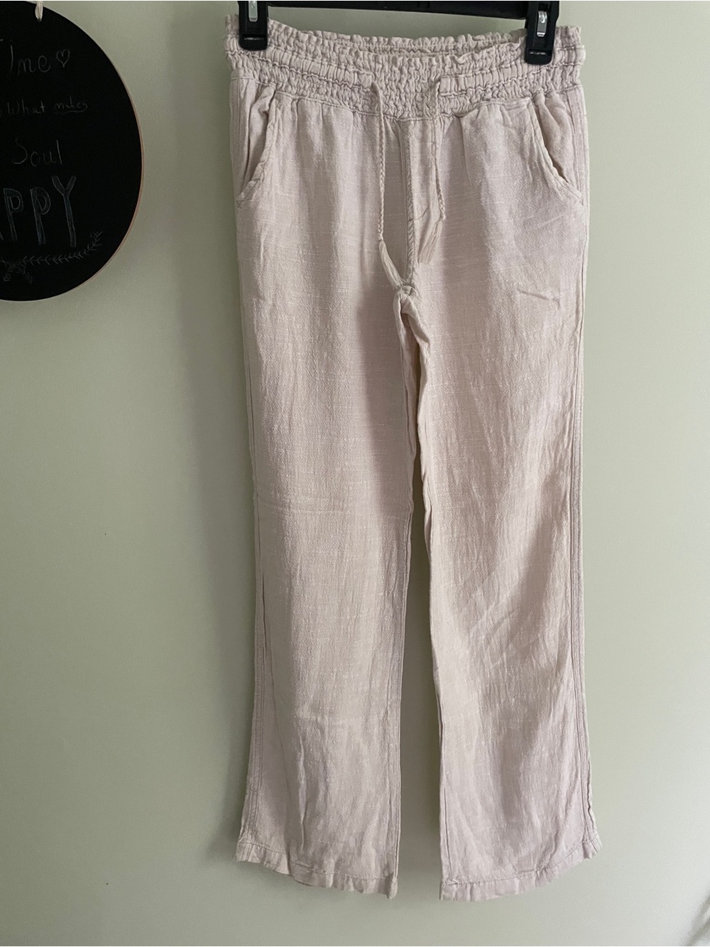 Wide Leg Linen Pants in Cream